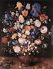Jan the elder Brueghel Bouquet in a Clay Vase painting